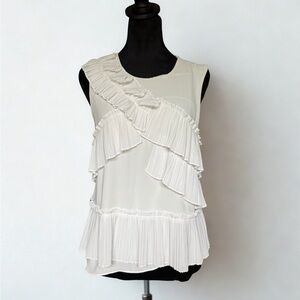 BCBGMaxAzria Ivory Layered Ruffle Blouse